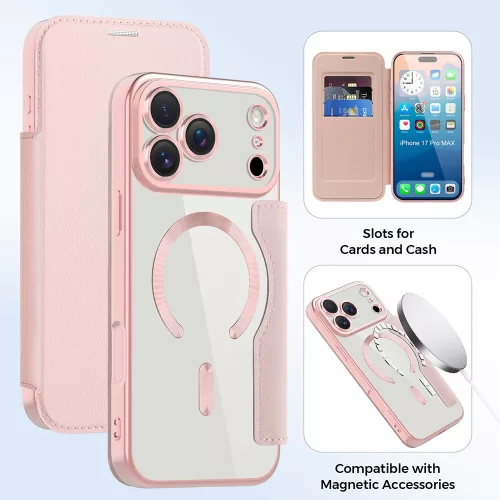 Techsuit - SmartMag kinyitható tok - iPhone 17 Pro - Rózsaszín
