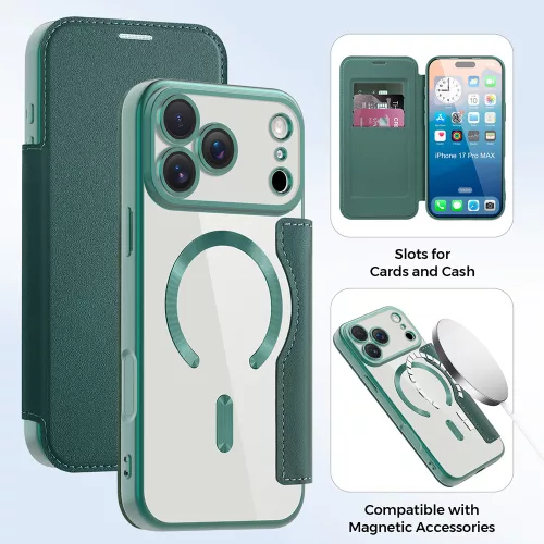 Techsuit - SmartMag kinyitható tok - iPhone 17 Pro - Zöld