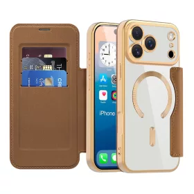   Techsuit - SmartMag kinyitható tok - iPhone 17 Pro Max - Barna