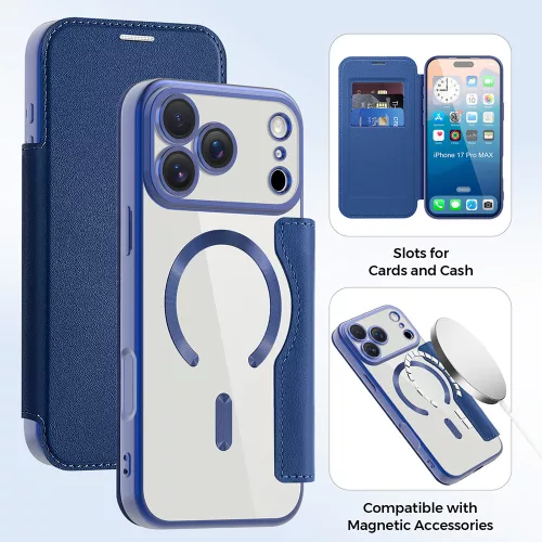 Techsuit - SmartMag kinyitható tok - iPhone 17 Pro Max - Kék