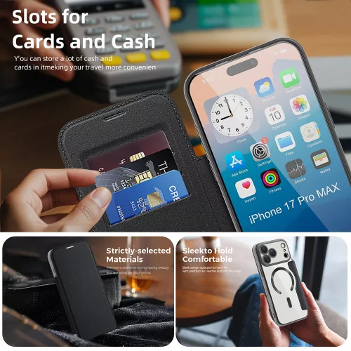 Techsuit - SmartMag kinyitható tok - iPhone 17 Pro Max - VIlágoskék