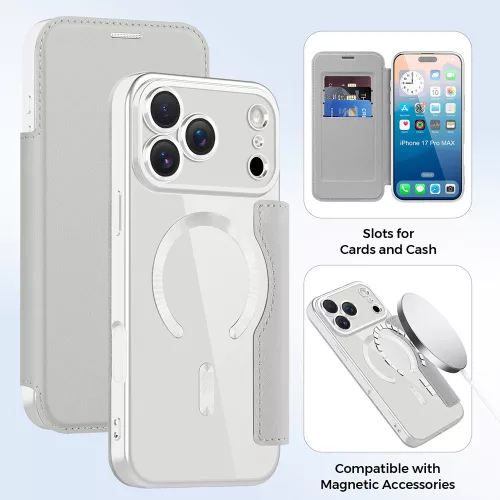 Techsuit - SmartMag kinyitható tok - iPhone 17 Pro Max - Szürke