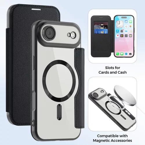 Techsuit - SmartMag kinyitható tok - iPhone 17 Air - Fekete