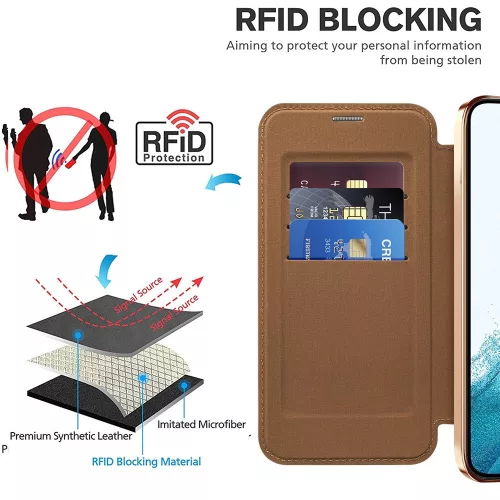 Techsuit - SmartMag Book Case - Samsung Galaxy S22 5G - Brown