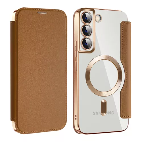 Techsuit - SmartMag kinyitható tok - Samsung Galaxy S22 Plus 5G - Barna