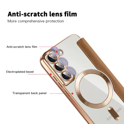 Techsuit - SmartMag kinyitható tok - Samsung Galaxy S22 Plus 5G - Barna