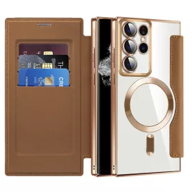   Techsuit - SmartMag Book Case - Samsung Galaxy S22 Ultra 5G - Brown