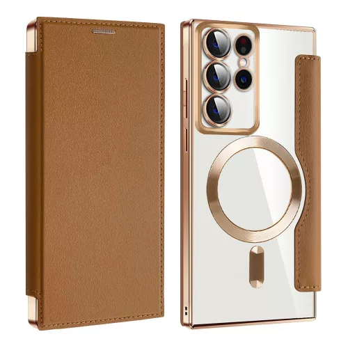 Techsuit - SmartMag Book Case - Samsung Galaxy S22 Ultra 5G - Brown