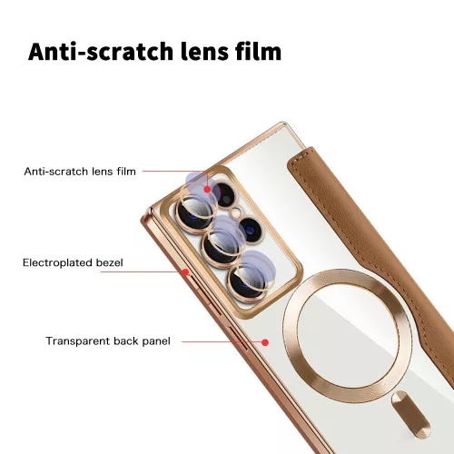 Techsuit - SmartMag Book Case - Samsung Galaxy S22 Ultra 5G - Brown