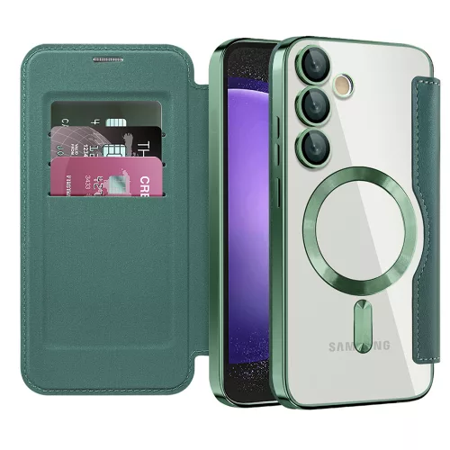 Techsuit - SmartMag kinyitható tok - Samsung Galaxy S23 FE - Zöld