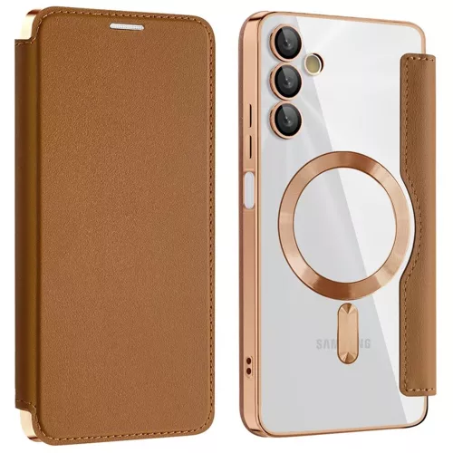 Techsuit - SmartMag kinyitható tok - Samsung Galaxy A05s - Barna