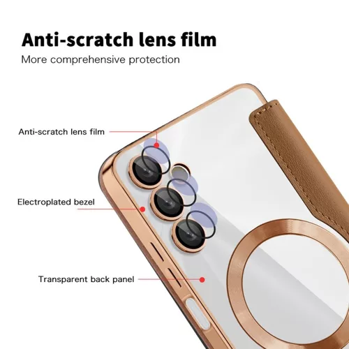 Techsuit - SmartMag kinyitható tok - Samsung Galaxy A05s - Barna