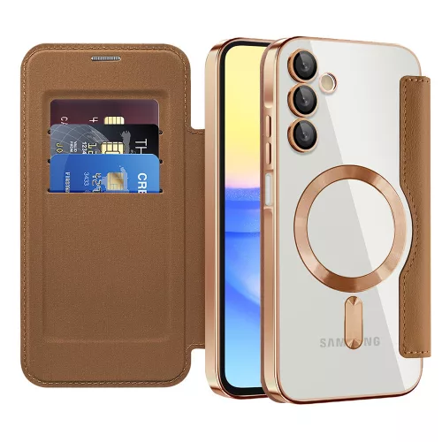 Techsuit - SmartMag kinyitható tok - Samsung Galaxy A15 4G / A15 5G - Barna
