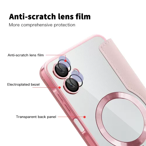 Techsuit - SmartMag kinyitható tok - Samsung Galaxy A06 - Rózsaszín