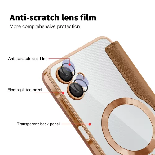 Techsuit - SmartMag kinyitható tok - Samsung Galaxy A06 4G - Barna