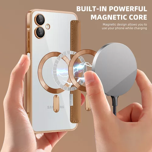 Techsuit - SmartMag kinyitható tok - Samsung Galaxy A06 4G - Barna