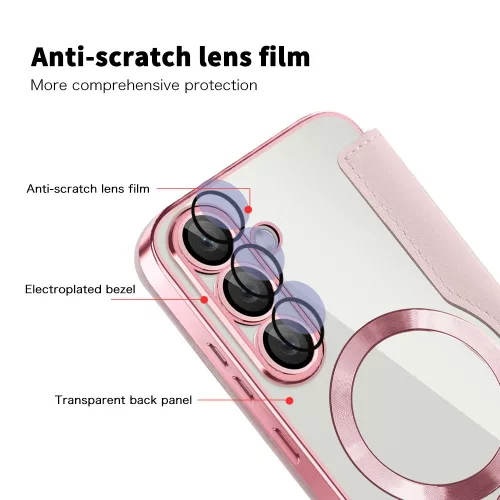 Techsuit - SmartMag Book Case - Samsung Galaxy S25 Plus - Pink