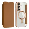 Techsuit - SmartMag kinyitható tok - Samsung Galaxy S25 Plus - Barna