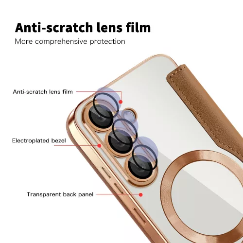 Techsuit - SmartMag kinyitható tok - Samsung Galaxy S25 Plus - Barna