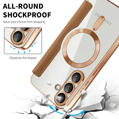 Techsuit - SmartMag kinyitható tok - Samsung Galaxy S25 Plus - Barna