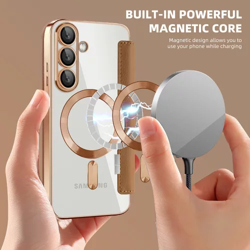 Techsuit - SmartMag kinyitható tok - Samsung Galaxy S25 Plus - Barna