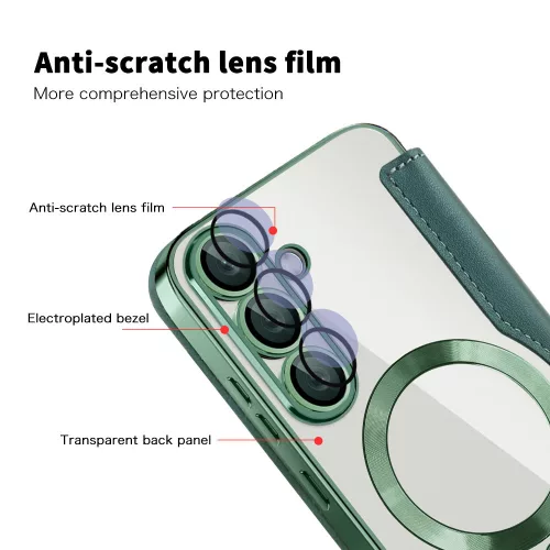 Techsuit - SmartMag kinyitható tok - Samsung Galaxy S25 Plus - Zöld