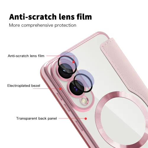 Techsuit - SmartMag kinyitható tok - Samsung Galaxy S25 Edge - Rózsaszín