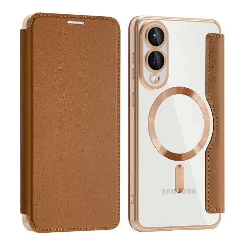 Techsuit - SmartMag kinyitható tok - Samsung Galaxy S25 Edge - Barna