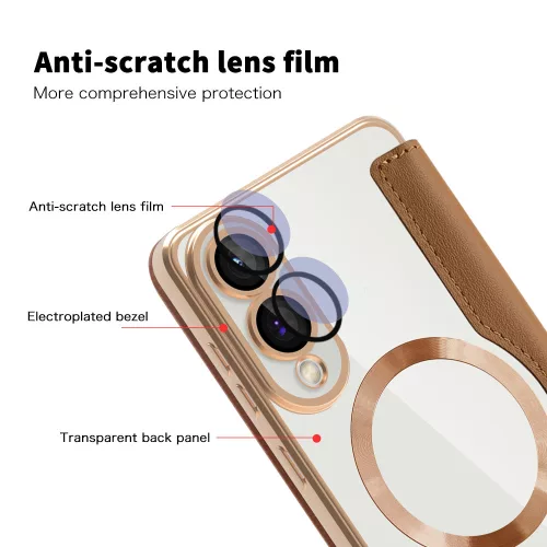 Techsuit - SmartMag kinyitható tok - Samsung Galaxy S25 Edge - Barna