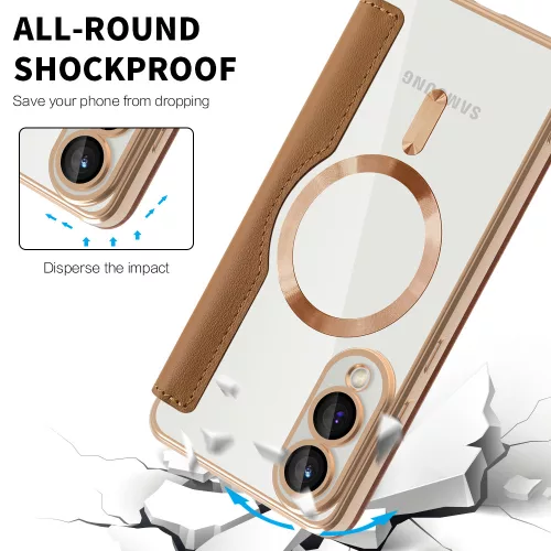 Techsuit - SmartMag kinyitható tok - Samsung Galaxy S25 Edge - Barna
