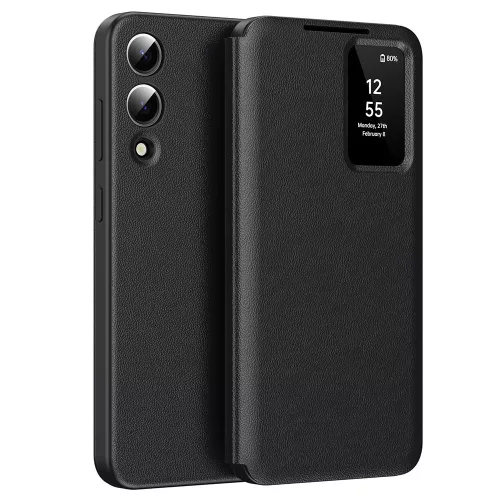 Techsuit - SmartView kinyitható tok - Samsung Galaxy S25 Edge - Fekete