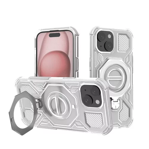 Techsuit - Carbon Shield PRO ütésálló tok - iPhone 15 - Fehér Átlátszó