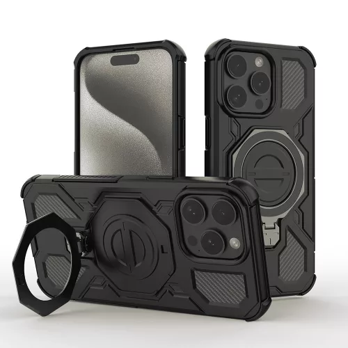 Techsuit - Carbon Shield PRO ütésálló tok - iPhone 15 Pro - Fekete
