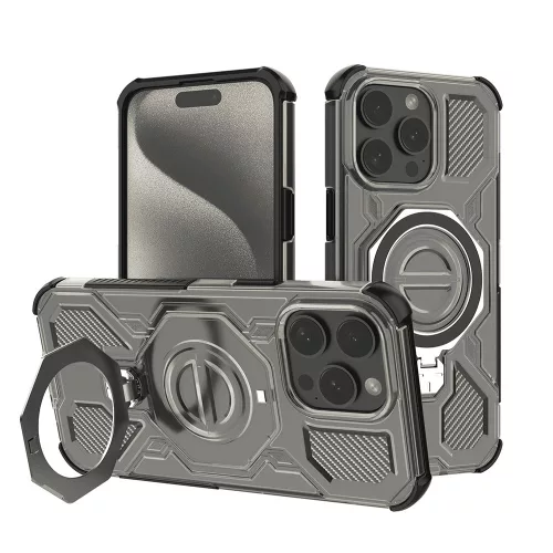 Techsuit - Carbon Shield PRO ütésálló tok - iPhone 15 Pro - Átlátszó fekete