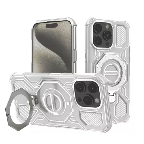 Techsuit - Carbon Shield PRO ütésálló tok - iPhone 15 Pro Max - Fehér Átlátszó