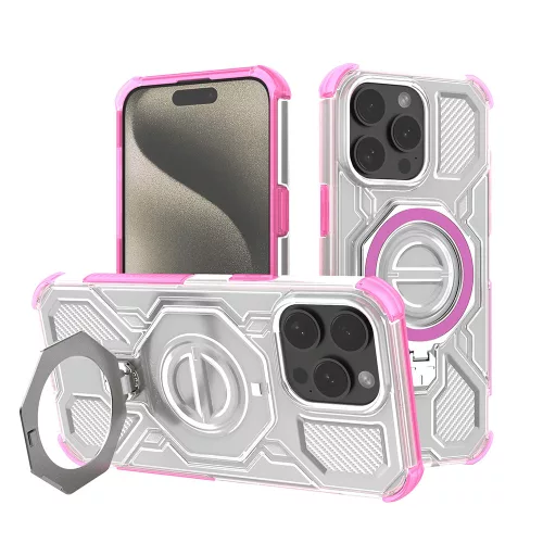 Techsuit - Carbon Shield PRO ütésálló tok - iPhone 15 Pro Max - Rózsaszín átlátszó