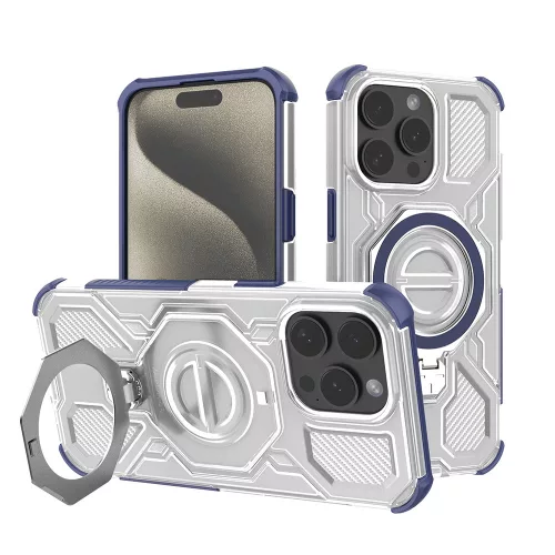 Techsuit - Carbon Shield PRO ütésálló tok - iPhone 15 Pro Max - Kék átlátszó