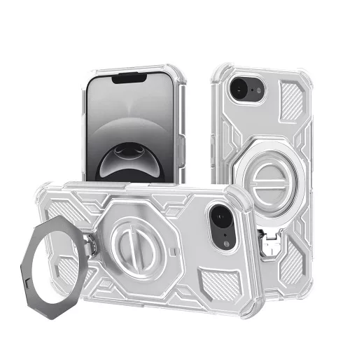 Techsuit - Carbon Shield PRO ütésálló tok - iPhone 16e / iPhone 17e - Fehér Átlátszó