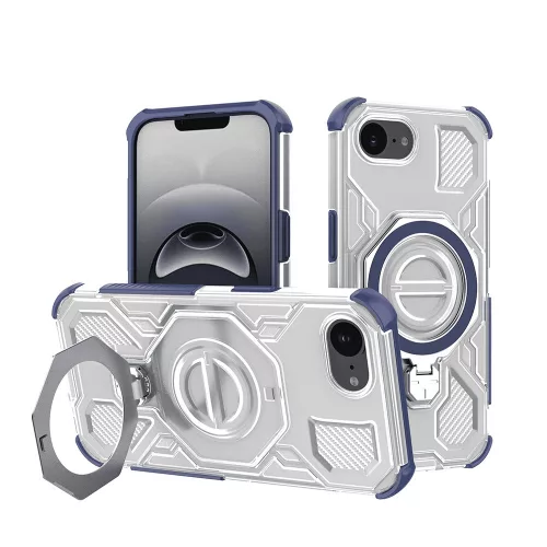 Techsuit - Carbon Shield PRO ütésálló tok - iPhone 16e / iPhone 17e - Kék átlátszó