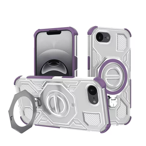 Techsuit - Carbon Shield PRO ütésálló tok - iPhone 16e / iPhone 17e - Lila átlátszó