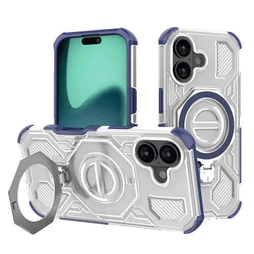 Techsuit - Carbon Shield PRO ütésálló tok - iPhone 16 - Kék átlátszó