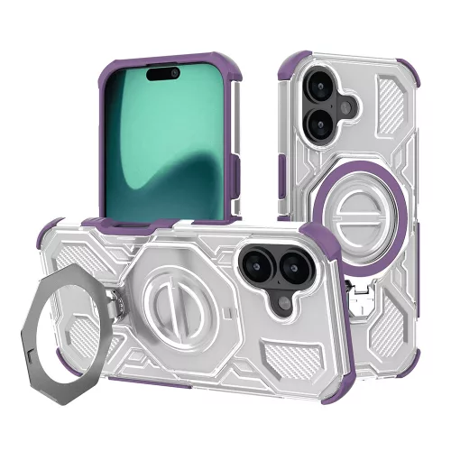 Techsuit - Carbon Shield PRO ütésálló tok - iPhone 17 - Lila átlátszó