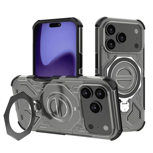 Techsuit - Carbon Shield PRO ütésálló tok - iPhone 17 Pro - Átlátszó fekete