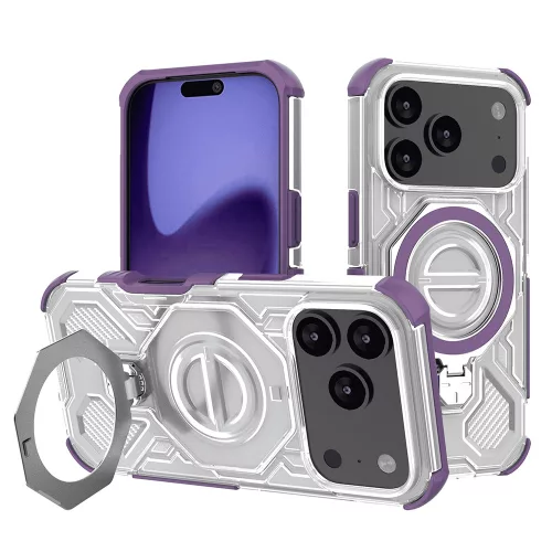 Techsuit - Carbon Shield PRO ütésálló tok - iPhone 17 Pro - Lila átlátszó