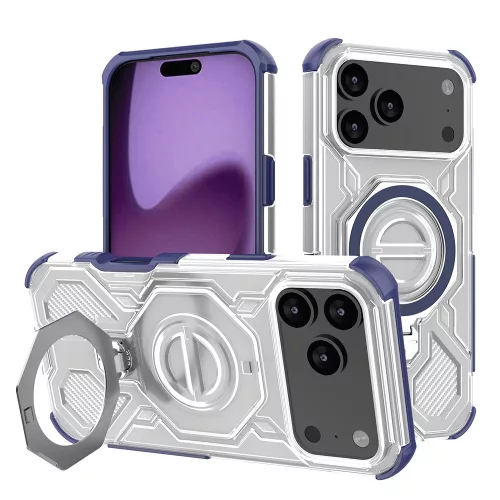 Techsuit - Carbon Shield PRO ütésálló tok - iPhone 17 Pro Max - Kék átlátszó
