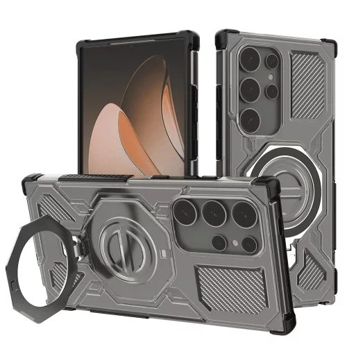 Techsuit - Carbon Shield PRO ütésálló tok - Samsung Galaxy S24 Ultra - Átlátszó fekete