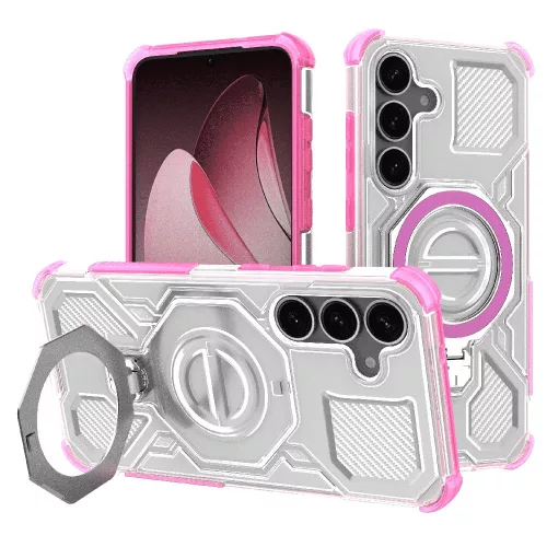 Techsuit - Carbon Shield PRO ütésálló tok - Samsung Galaxy S25 - Rózsaszín átlátszó