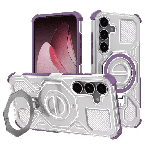 Techsuit - Carbon Shield PRO ütésálló tok - Samsung Galaxy S25 - Lila átlátszó