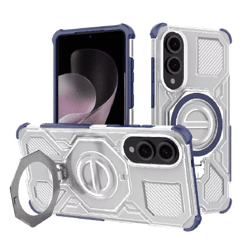 Techsuit - Carbon Shield PRO ütésálló tok - Samsung Galaxy S25 Edge - Kék átlátszó