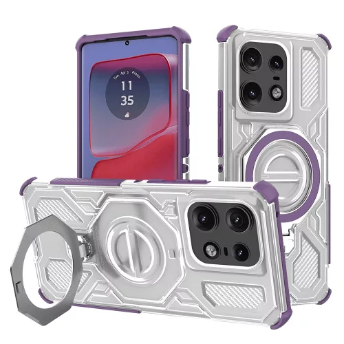 Techsuit - Carbon Shield PRO ütésálló tok - Motorola Edge 50 Pro - Lila átlátszó